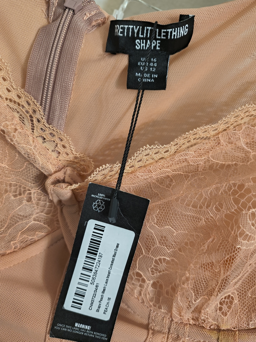 PRETTYLITTLETHING Shape Long Sleeve Corset Maxi Dress in Blush - Picture 8 of 8